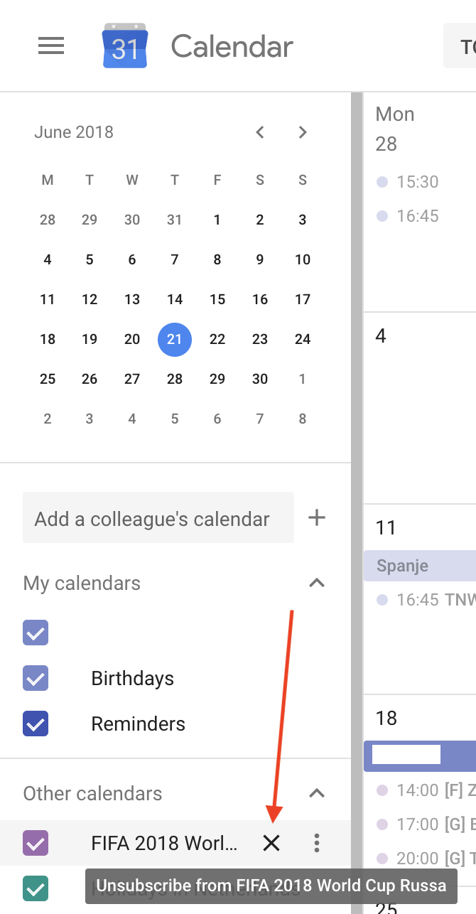 How to unsubscribe from a calendar